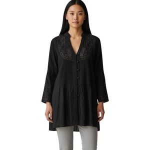 MONORENO Women’s Embroidered Boho Black Tunic Small